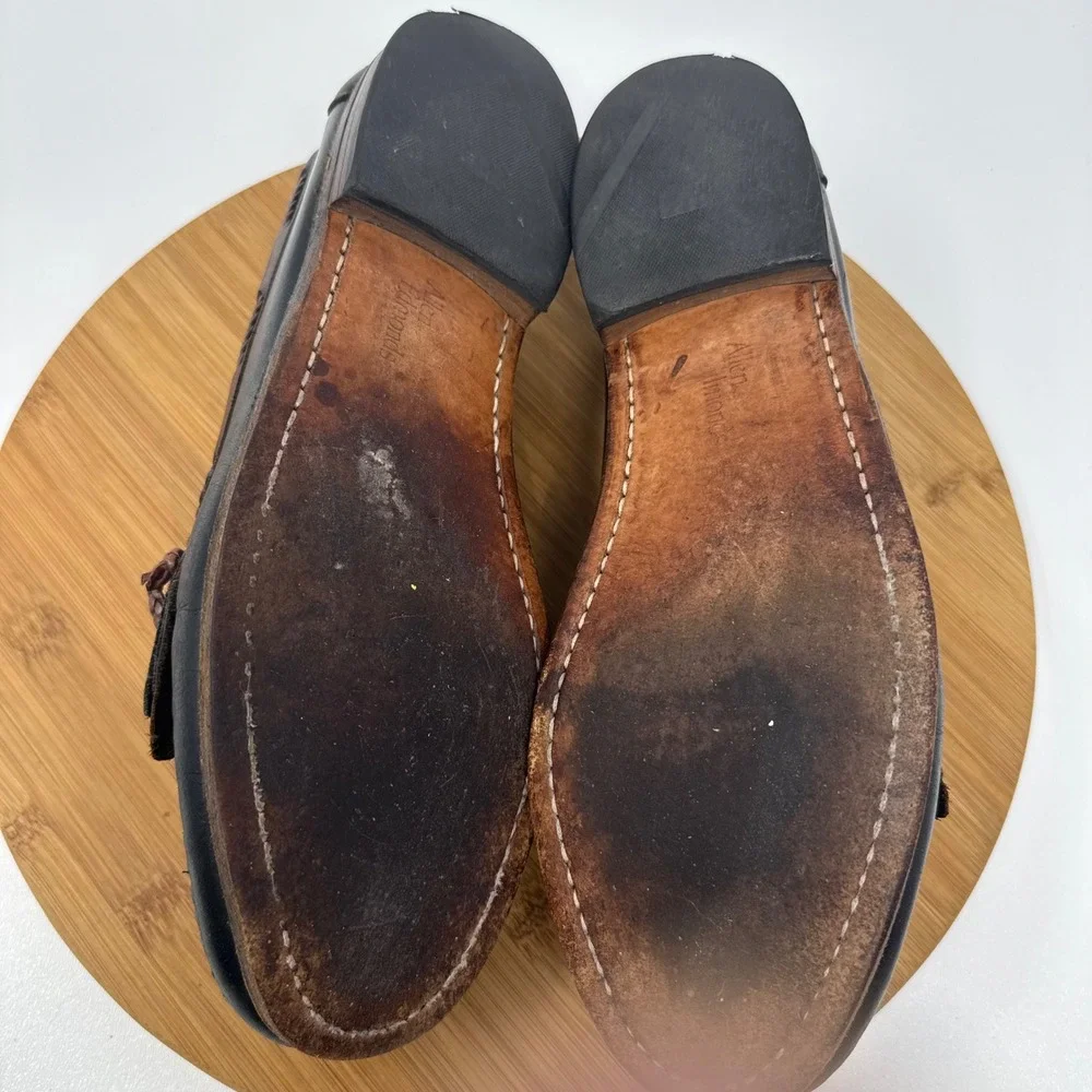 Allen Edmonds Mens 9.5 C Nashua Kiltie Tassel Loafers Black Brown Leather 47212